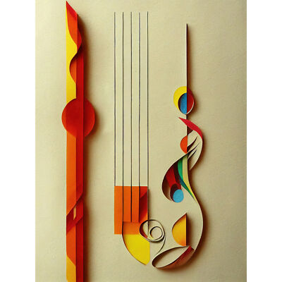 Kandinsky Stil Musiksymbol Notenschlüssel XL Wandbild Leinwand Poster Druck riesig