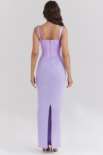 HOUSE OF CB 'Breeze' Orchid Satin Corset Maxi Dress M 10/12 3748 - Picture 2 of 14