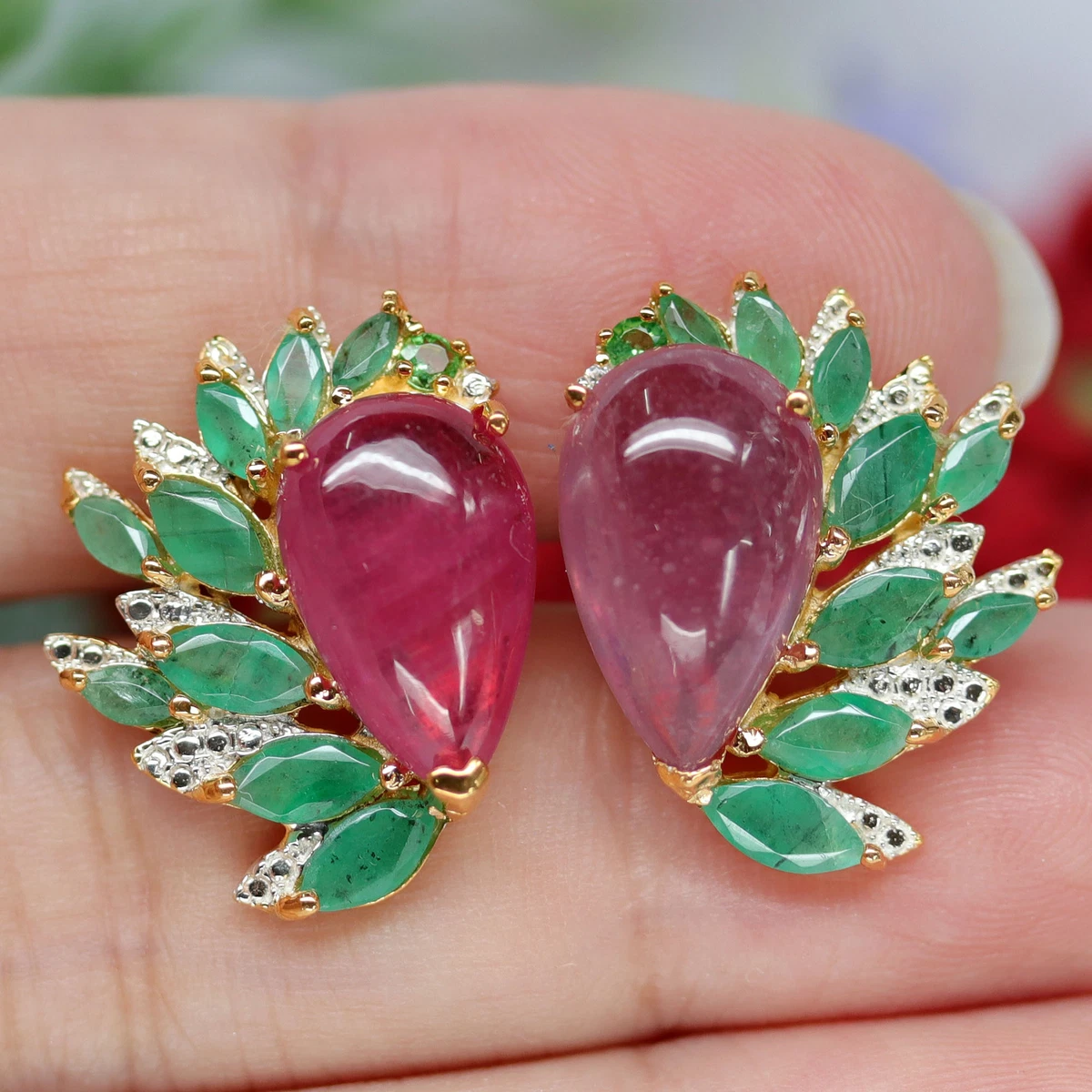 14k Gold and Rosecut Ruby Vine Post Earrings – T and Brie