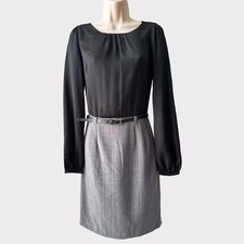 Forever 21 Combination Belted Dress Long Sleeve, Size S, Black/ Grey Plaid