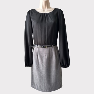 Forever 21 Combination Belted Dress Long Sleeve, Size S, Black/ Grey Plaid  | eBay
