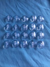 20 New 1-1/4” Diameter Clear Window Suction Cups with Clear Plastic Swivel Hooks
