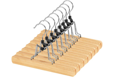12 Pack Natural Wooden Pants Hangers Clips Non Slip Skirt Hangers Trouser Clamp