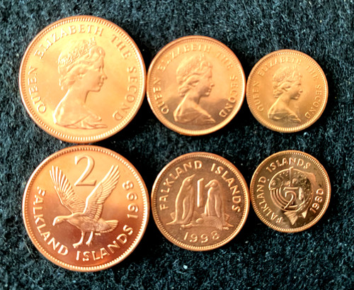 Falkland Islands 3 Coins Set 1/2, 1, 2 Pence UNC World Coins