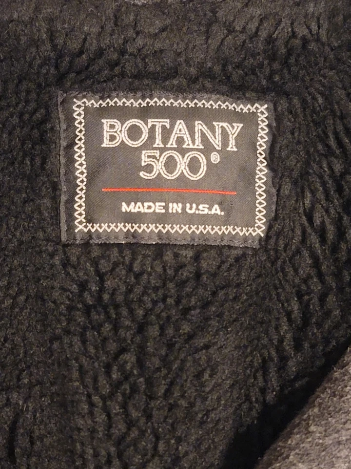 Vintage Botany 500 Men's Gray Fleece Lined Wool Trench Coat Button Overcoat 44L - Image 2 of 4