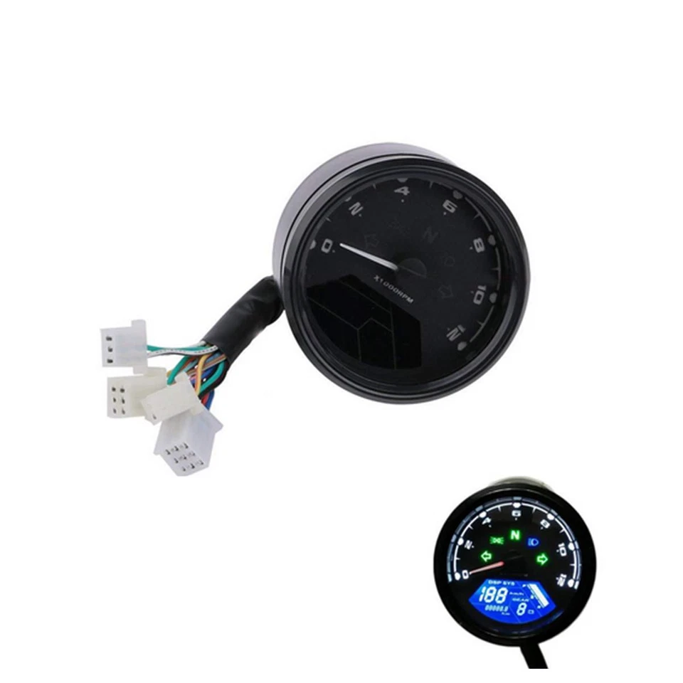 Velocímetro digital LCD para motocicleta engranaje tacómetro café corredor moto odómetro Foto 2 de 4