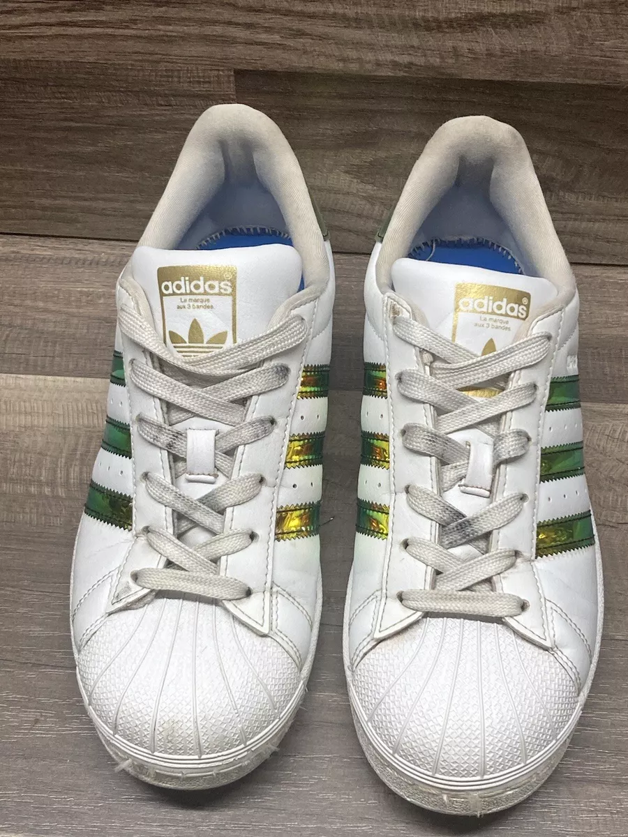 Adidas Superstar CP9837 White Gold Iridescent Hologram Womens 7.5