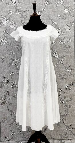 Camisón victoriano manga corta 100 % algodón blanco SoieRose - SR-1014 - Imagen 2 de 9