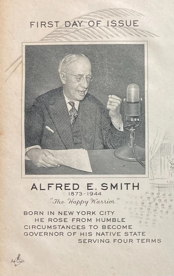 1945 1st-Day Issue Alfred E. Smith 3¢ Stamp / 4x NY Gov / 1928 Pres Nominee - Image 2 of 4