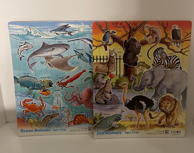 Puzzles Zoo And Ocean Animals Tray Puzzles Set Of Two PATCH 2012