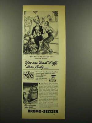 1940 Bromo-Seltzer Medicine Ad - Head it Off, Dear Lady