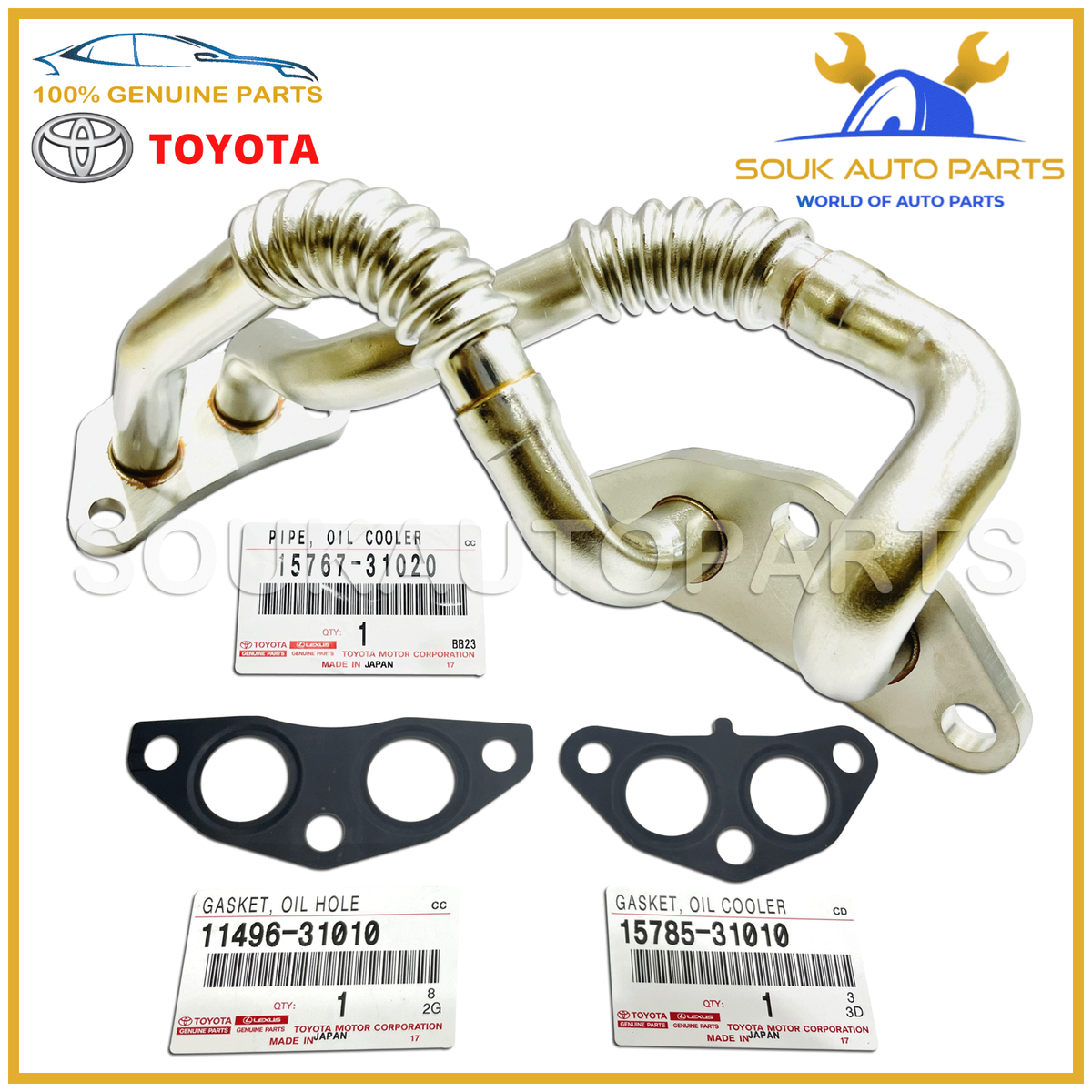 15767-31020 Genuine Toyota ENGINE OIL COOLER PIPE WITH GASKETS