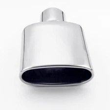 2.5" Inlet 6" W 3" H Oval Outlet Stainless Steel Exhaust Tip Rolled Slant Cut