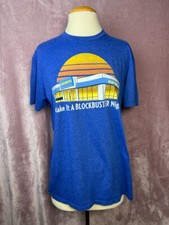 Unisex Distressed Blue Blockbuster Shirt Size M
