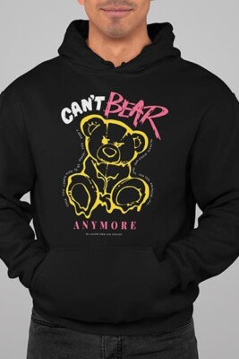 Herren Hoodie can´t Bear Anymore coole Teddybär Print auf der Vorderseite