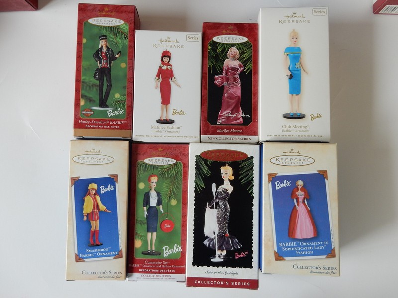 Barbie & Marilyn Monroe Ornaments Lot of 8 MIB w/ Price Tags.
