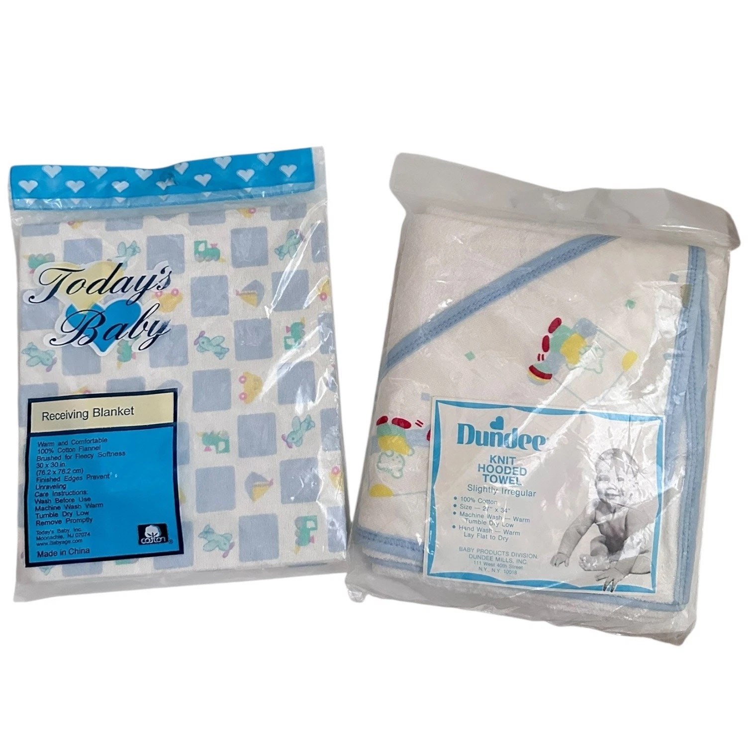 Vtg Baby Bundle New Sealed Receiving Blanket Knit Hooded Towel 90s Blue Boy Set
Opens in a new windo