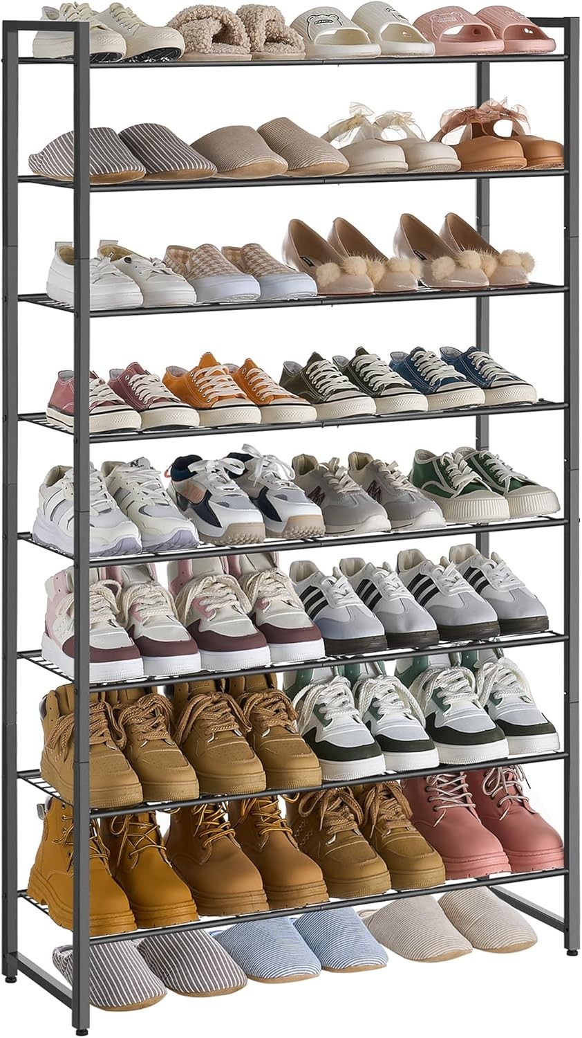 8-Tier Metal Shoe Rack Organizer Holds 40 Pairs for Garage or Home-image