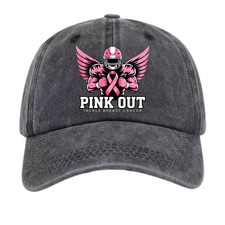 Pink Out Tackle Breast Cancer Dad Hat Football Player Pink Ribbon Awareness Cap