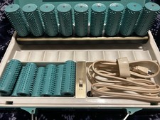 Vintage Hot Rollers WARING 20 Hair Setter Curlers Turquoise Travel Case Untested