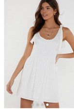 Nasty Girl Tie Me A River Mini Linen Sun Dress Size 6 Loose Fitting Flattering