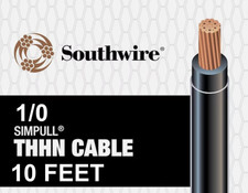 10 ft. 1/0 AWG Black Stranded Copper wire THH...