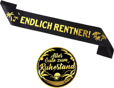 Schärpe Endlich Rentner Schärpe Ruhestand Buttons Alles Gute zum Ruhestand Butto