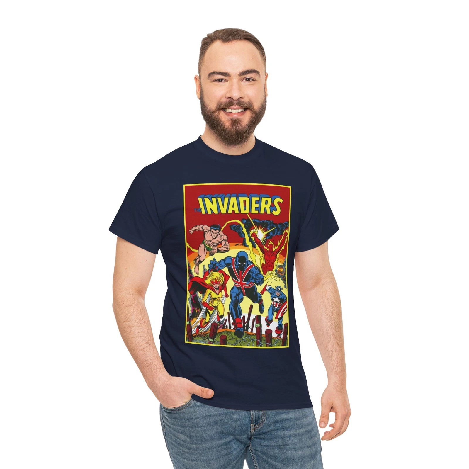 Invaders T-Shirt - Captain America, Human Torch, Namor, Spitfire - Marvel Comics