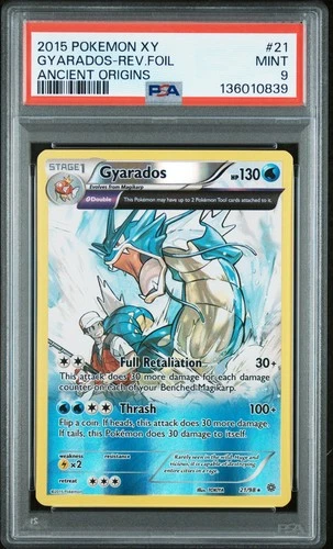 Pokémon Gyarados XY Ancient Origins Reverse Holo Θ Double 21/98 Holo Rare PSA 9