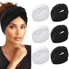 HAUHC Extra Wide Headbands for Women, 7'' Large Cotton Like Turban Knotted Ba...