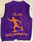 * Vintage CLUB ROCHAMBEAU Sweater Vest PURPLE & ORANGE Biddeford Maine SNOW SHOE