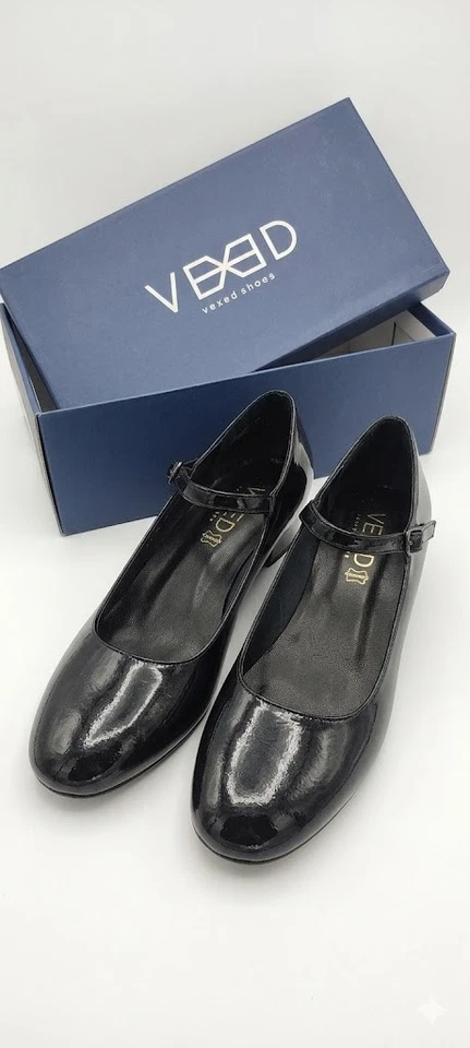 Vexed Shoes Black Patent Leather Mary Jane Heels Classic Design Size EU40 - Imagen 1 de 4