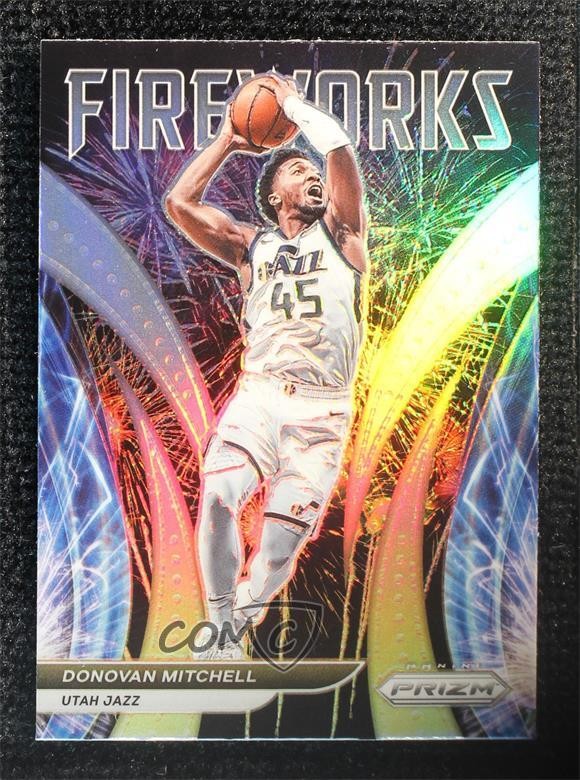 2021-22 Panini Prizm Fireworks Silver Prizm Donovan Mitchell #10 02ez
