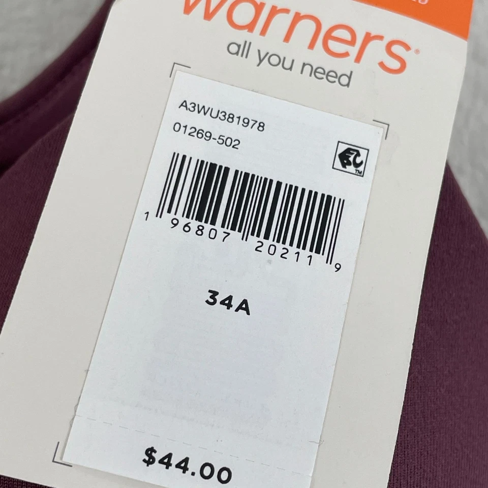 NUEVO Sujetador Warners 34A Cloud 9 Inalámbrico Súper Suave Confort Ciruela Foto 3 de 4