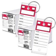 500 Self-Protecting Paper Key Tags with Chrome-Plated Rings - Red