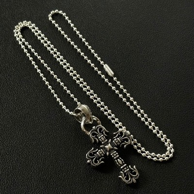 Chrome Hearts Filigree Cross With Bale Pendant 925 Sterling Silver Ball Chain