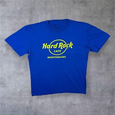 Hard Rock Cafe ''Montenegro'' Souvenir Spellout Graphic Blue T-Shirt Medium