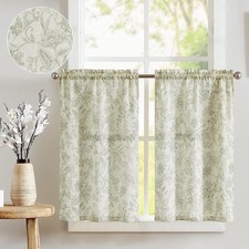 Floral Kitchen Curtains for Windows 24 Inch Linen Tier Farmhouse Cafe Curtains