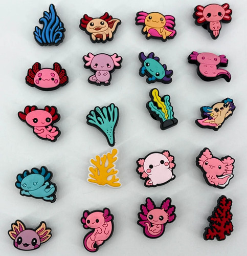 20PC Axolotl Shoe Charms Set Cartoon Sea Creatures Fits