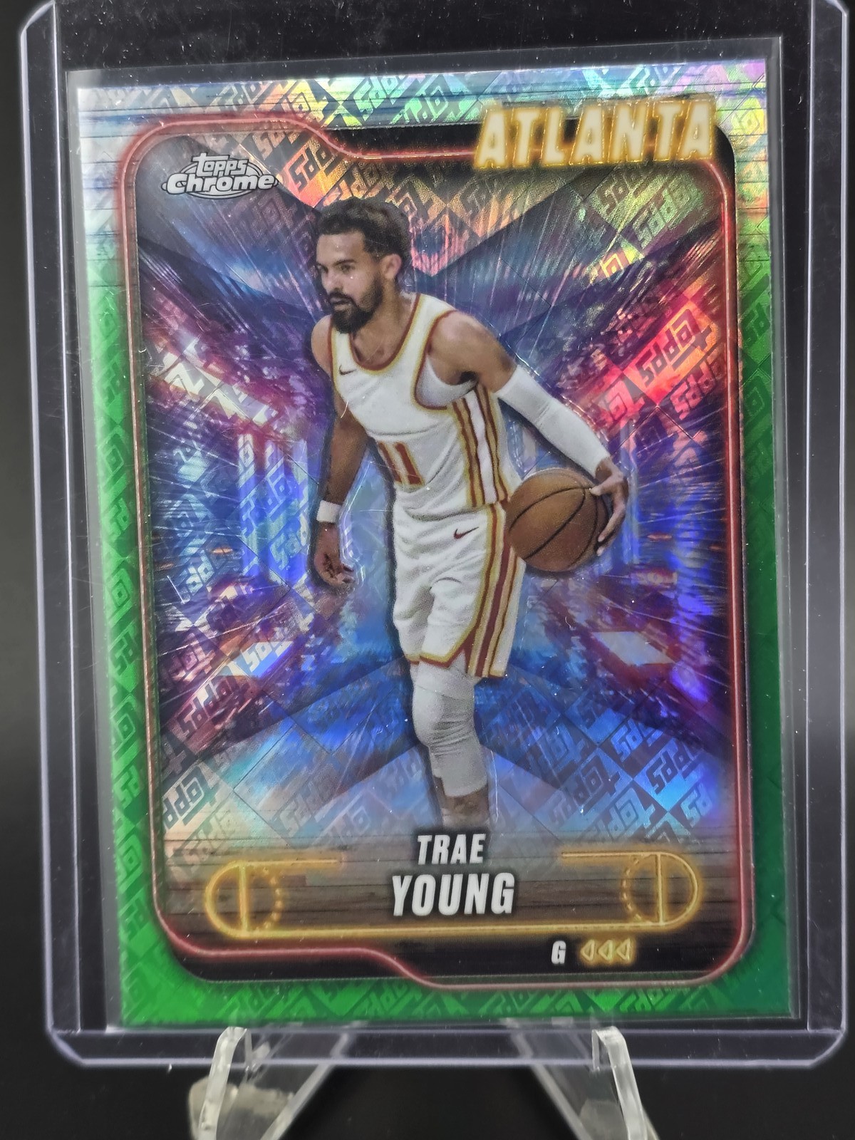2024-25 Topps Chrome - Topps Green Refractor #82 Trae Young