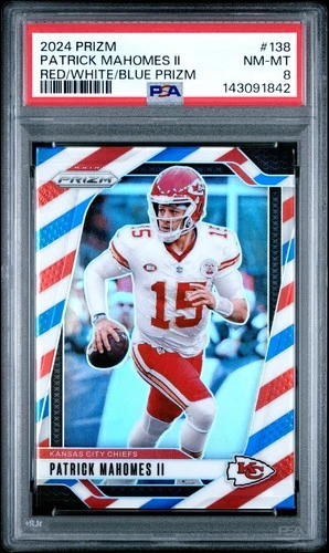 2024 Panini Prizm PATRICK MAHOMES II RED/WHITE/BLUE PRIZM #138 PSA 8 NM-MT