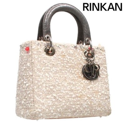 Dior Christian Lady Sequin tweed Handbag Ladies' Used 92def9a95ee656bde31d329f35
