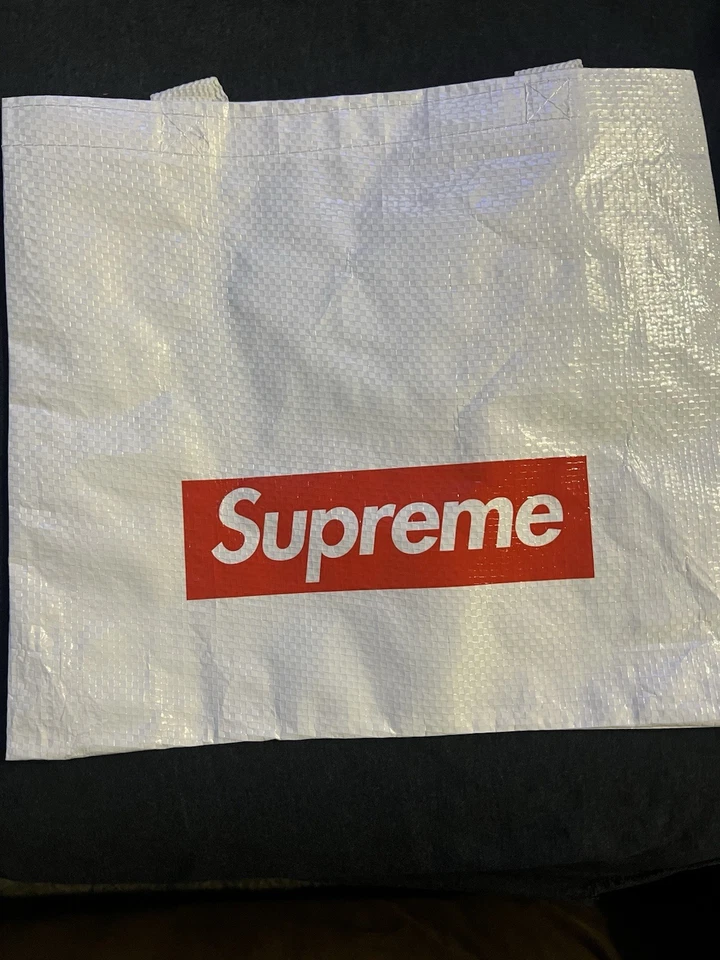 Bolso de Mano Supreme Reutilizable Blanco Rojo Caja Logo Nuevo Foto 2 de 4