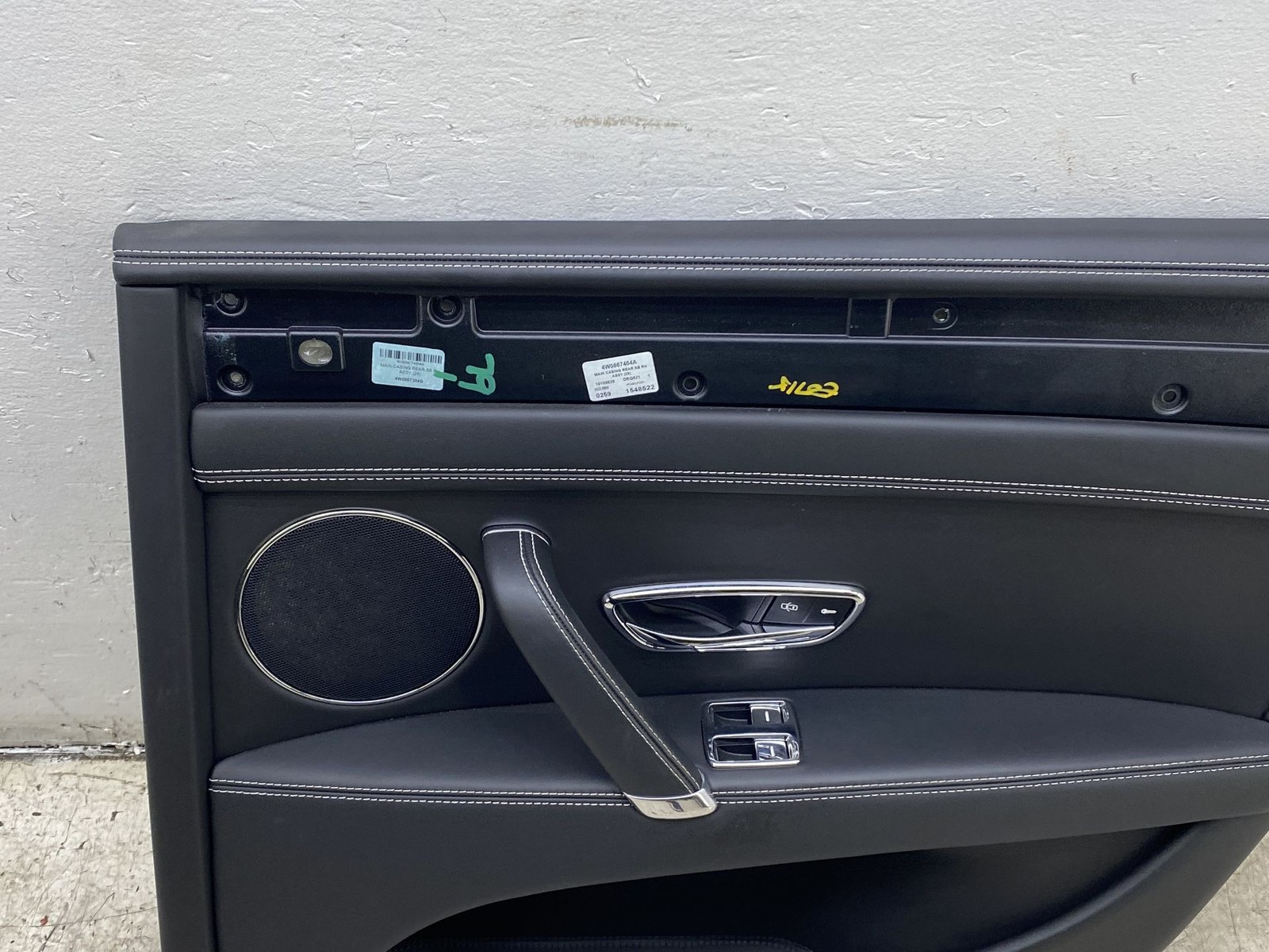 2013-2019 BENTLEY FLYING SPUR REAR RIGHT INNER DOOR TRIM PANEL W/WHITE STITCHING