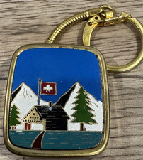 Switzerland Swiss Alps Music Box Keychain Feelings Song Vintage Souvenir Keyring