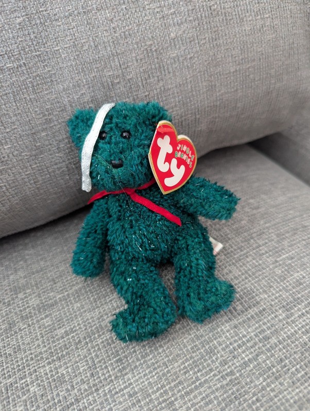2001 HOLIDAY TEDDY (5.5 in) - TY Original Jingle Teenie Beanie Babies Ornament