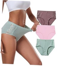 Womens Cotton Hipster Underwear Lace Panties Middle Medium 3 Packs 3cpg 3 pcs