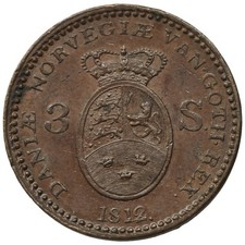 D&auml;nemark 3 Skilling 1812 selten zustand