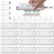 CHNLML 12PCS Power Strip Holder, Adhesive Punch-Free Socket 12PCS-White