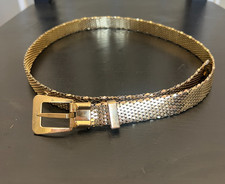 Vintage Whiting Davis Gold Tone Metal Mesh Belt Disco 1970s Glam Sz SM 27"-29"